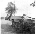 1945, květen, válkou zničená vozidla u Polné